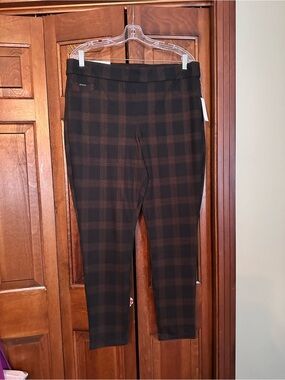 Nine West Jeans brand Plaid Stretch Ponte Pants - Brown & Black XL